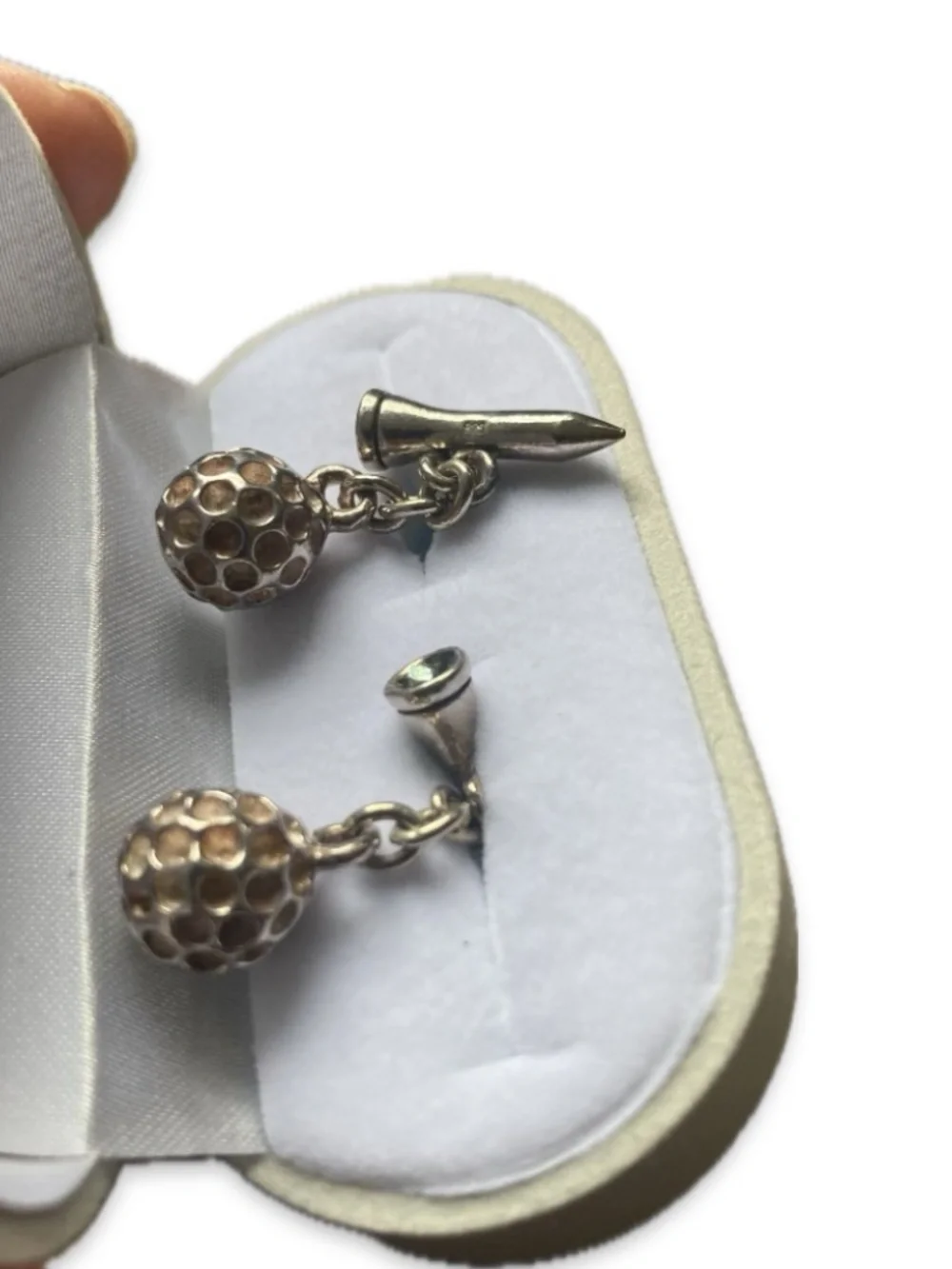 A Very Unique set of Sterling golf ball and tees cufflinks